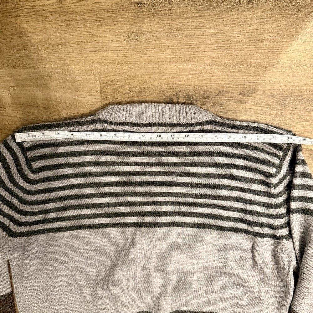 Vintage Astor One Striped Sweater Menβs L Gray Black Brown Crewneck - Picture 5 of 6